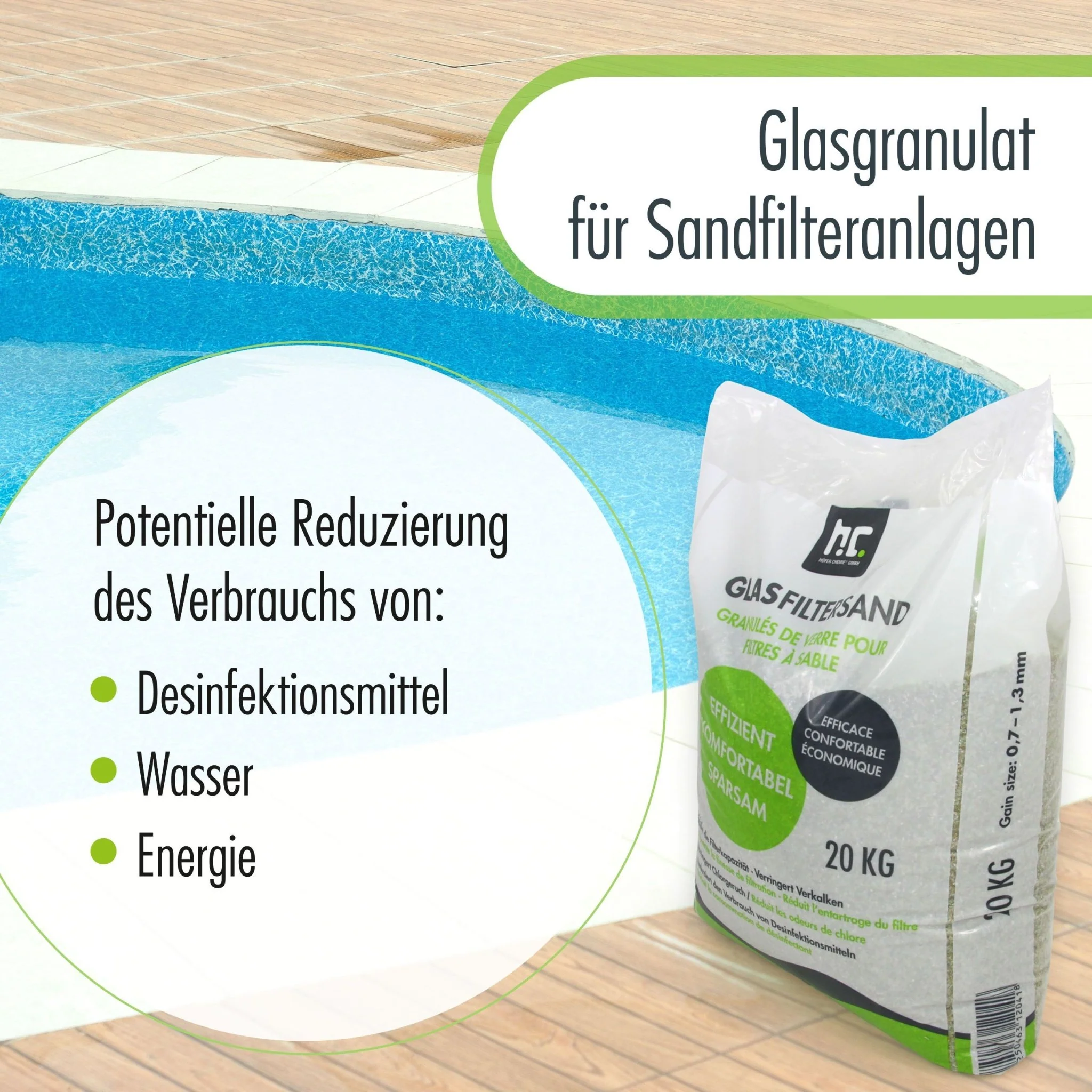 20 kg Spezial Glasgranulat für Sandfilteranlagen 0,7 - 1,3 mm Körnung - Image 7