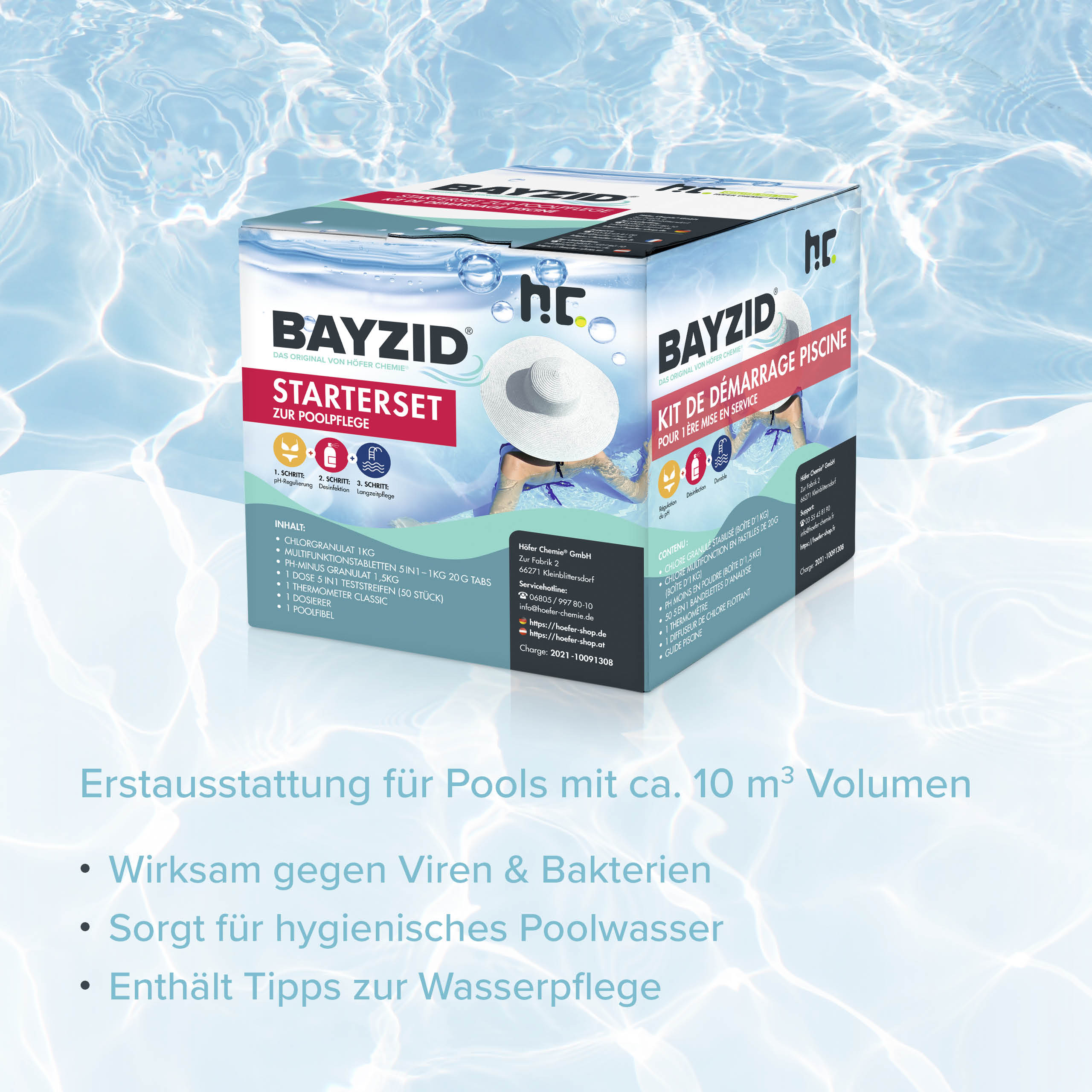 BAYZID® Pool Wasserpflege Starterset 7-tlg durch Chlor, PH Minus und Multitabs - Image 3