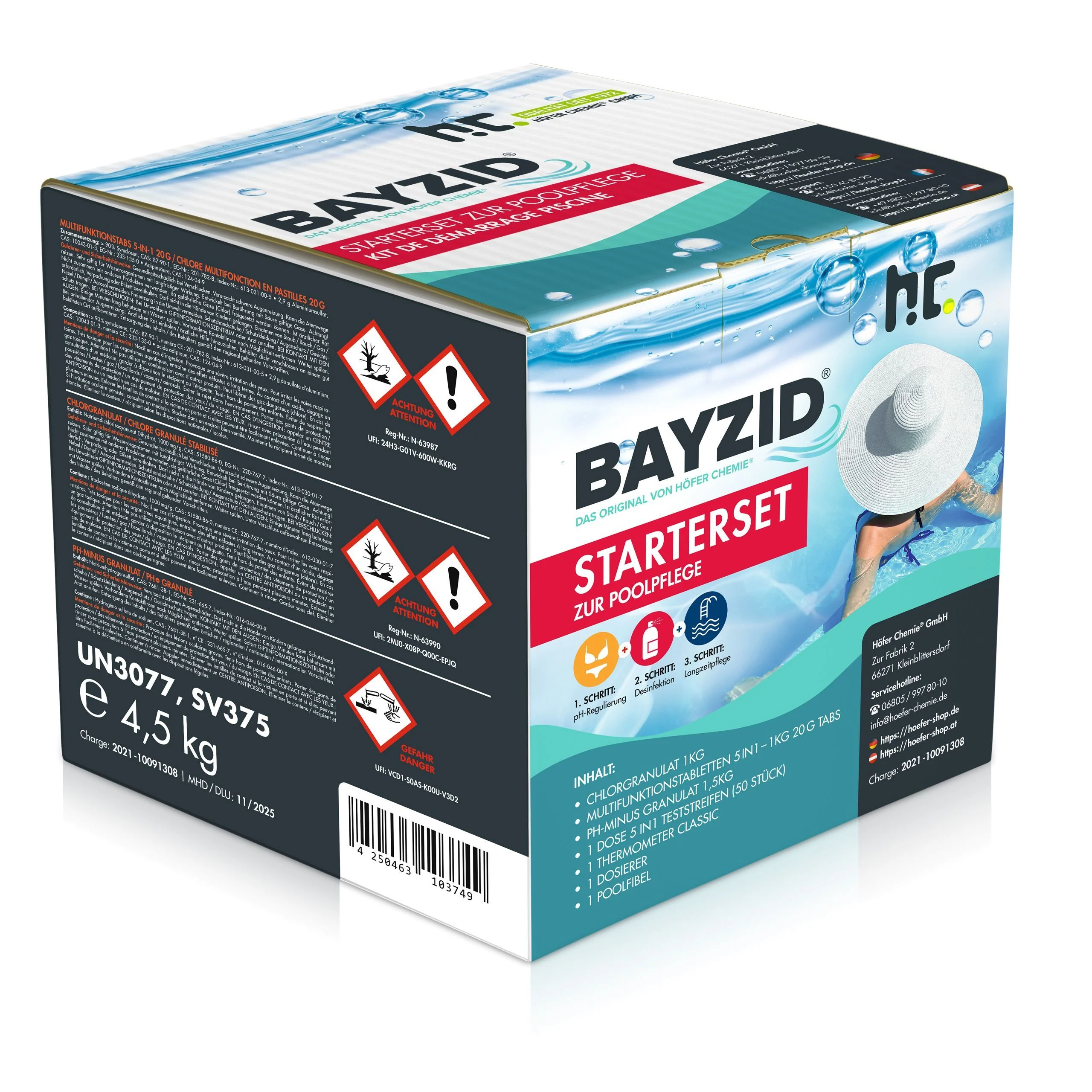 BAYZID® Pool Wasserpflege Starterset 7-tlg durch Chlor, PH Minus und Multitabs - Image 8